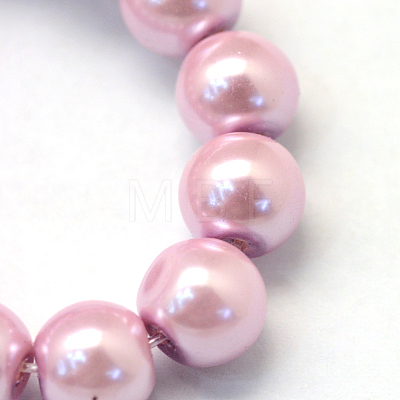 Baking Painted Pearlized Glass Pearl Round Bead Strands X-HY-Q330-8mm-47-1