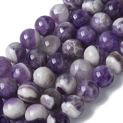 Faceted Round Natural Chevron Amethyst Bead Strands G-S380-01C-1