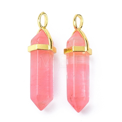 Cherry Quartz Glass Pointed Pendants G-G025-01G-05-1