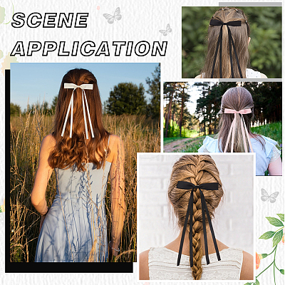 Polyester Ribbon Bowknot Alligator Hair Clips AJEW-CP0008-40A-1