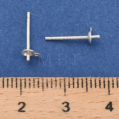 925 Sterling Silver Flat Round Stud Earrings Findings STER-B010-01A-S-1