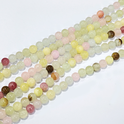 Natural Colorful Green Jade Beads Strands X-G-G757-01-6mm-1