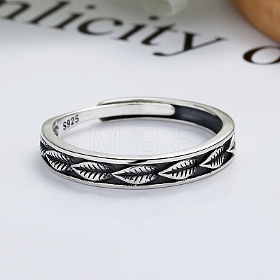 Leaf 925 Sterling Silver Adjustable Finger Rings FS-WG9DE26-01-1