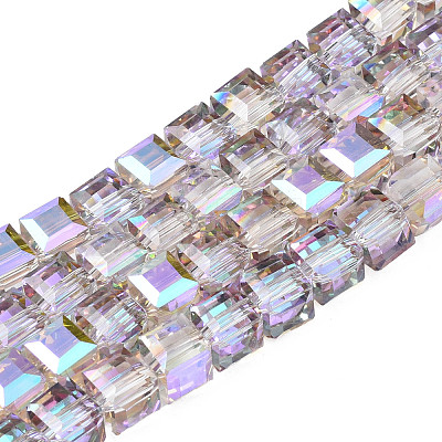 Electroplate Transparent Glass Beads Strands EGLA-N002-28-1