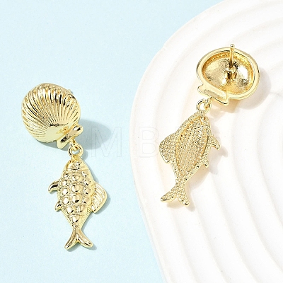 Brass Dangle Earrings EJEW-D352-06G-03-1