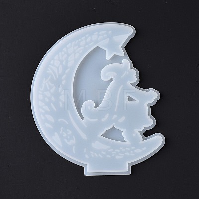 Halloween Theme DIY Moon with Witch Display Decoration Silicone Molds DIY-G058-E01-1