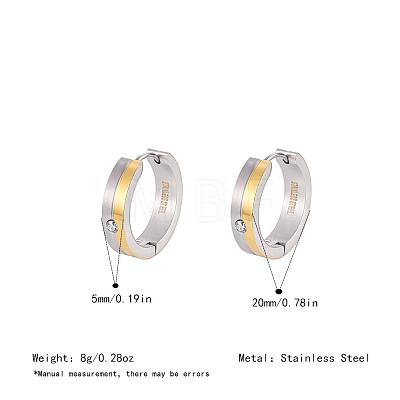 Two Tone 304 Stainless Steel Rhinestone Hoop Earrings for Women OJ2357-2-1