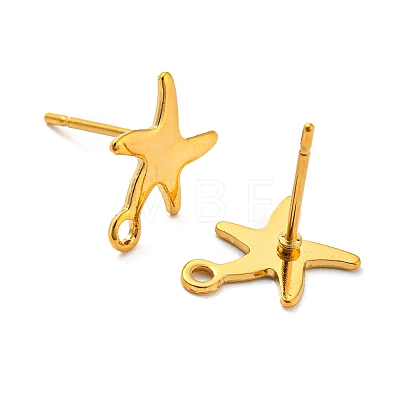Starfish Shape 201 Stainless Steel Stud Earrings Findings STAS-Q251-03G-1