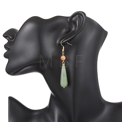 Natural Green Aventurine Teardrop Dangle Earrings EJEW-JE06848-01-1