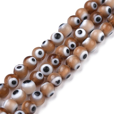 Handmade Evil Eye Lampwork Round Bead Strands LAMP-L055-4mm-02-1