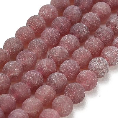 Natural Strawberry Quartz Beads Strands G-P626-8mm-04-1