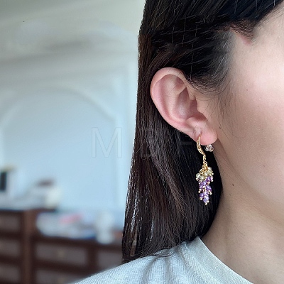 Brass Micro Pave Cubic Zirconia Dangle Earrings WG2D2E7-01-1