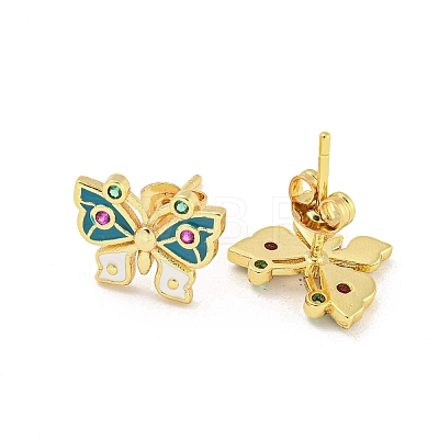 Butterfly Real 18K Gold Plated Brass Stud Earrings EJEW-L269-095G-01-1