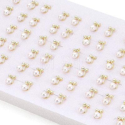 Brass & Natural Pearl Stud Earrings PEAR-N020-WX06-1