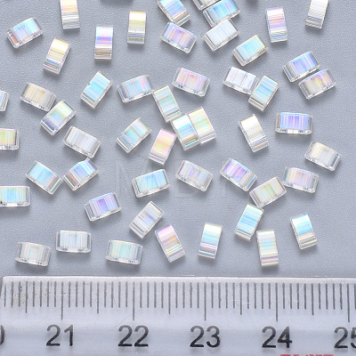 2-Hole Transparent Glass Seed Beads SEED-S031-M-250-1