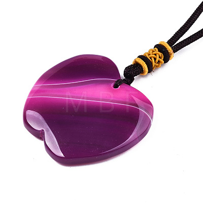 Natural Agate Pendant Necklaces NJEW-S421-008-1