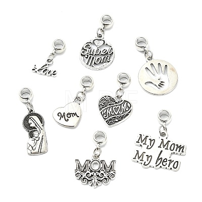 80Pcs 8 Style Alloy European Dangle Charms PALLOY-CJ00192-1