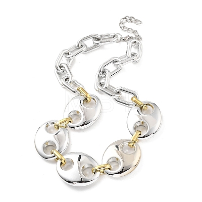 Acrylic Chunky Coffee Bean Link Chain Necklaces NJEW-D313-01A-1
