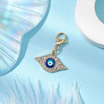 Evil Eye Alloy Enamel Rhinestones Pendant Decorations HJEW-JM02090-01-1