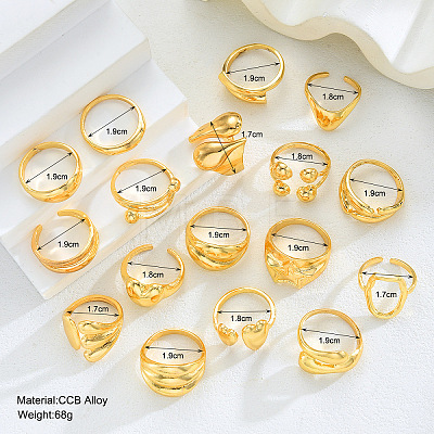 Alloy Mixed Shapes Cuff Open Rings Sets for Women WG69060-01-1