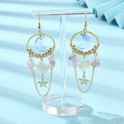 Moon & Sun & Star Alloy Chandelier Earrings EJEW-TA00294-1