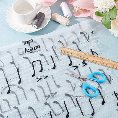 Musical Note Pattern Polyester Mesh Fabric DIY-WH0449-28A-1