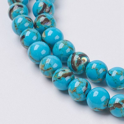 Sea Shell and Synthetic Turquoise Assembled Beads Strands G-G758-04-6mm-1