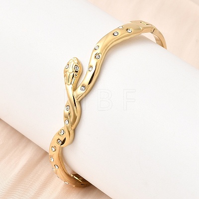 304 Stainless Steel Rhinestone Hinged Bangles for Women BJEW-B168-17G-1