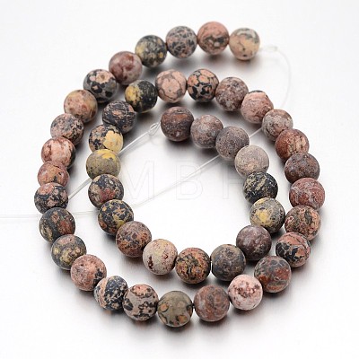 Frosted Round Natural Leopard Skin Jasper Bead Strands LS-G-J338-07-8mm-1