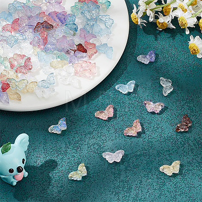 100Pcs Transparent Spray Painted Glass Beads GLAA-HY0001-41-1