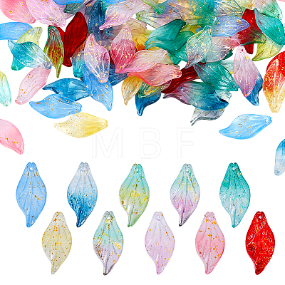 100Pcs 10 Colors Handmade Lampwork Gold Foil Frosted Pendants LAMP-GA0001-15-1