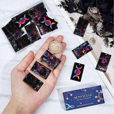 24Pcs 6 Style Printed Opaque Acrylic Pendants SACR-SC0001-13-1