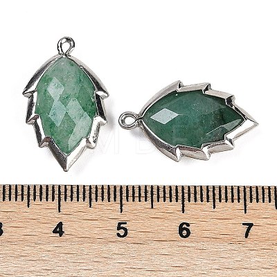 Natural Green Aventurine Faceted Leaf Pendants G-I375-04P-18-1