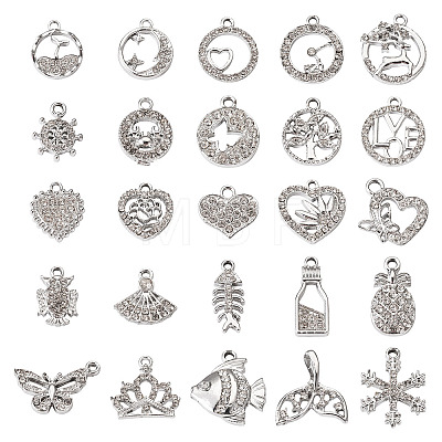  50Pcs 25 Styles Alloy Rhinestone Charms FIND-TA0002-94-1