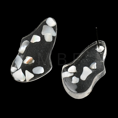 Resin with Shell Twist Teardrop Stud Earrings with Titanium Pins EJEW-D056-16P-1