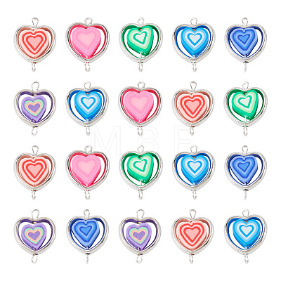 20Pcs Polymer Clay Heart & CCB Heart Frame Links Connector Charms CLAY-TADJ0001-04-1