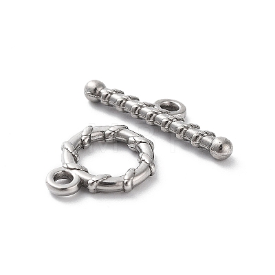 304 Stainless Steel Ring Toggle Clasps STAS-A092-09D-P-1