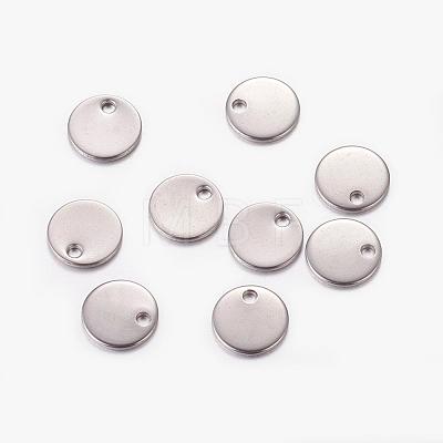 Original Color Stamping Blank Tag Charms 304 Stainless Steel Flat Round Pendants X-STAS-Q056-1