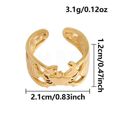 Ocean Animals 304 Stainless Steel Cuff Open Rings OU3325-13-1