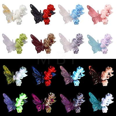 40Pcs 8 Styles Luminous Resin Butterfly with Flower Cabochons CRES-TA0001-98-1