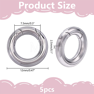 5Pcs 304 Stainless Steel Spring Gate Clasp Findings STAS-HY0002-14P-1