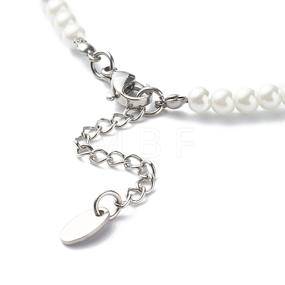 Glass Pearl Round Beaded Necklaces for Kid NJEW-JN03607-1