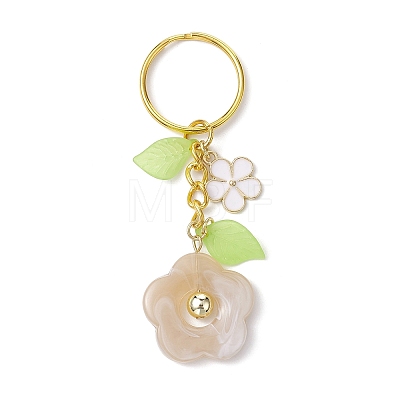 Flower Acrylic Imitation Gemstone Pendant Keychain KEYC-JKC00692-03-1