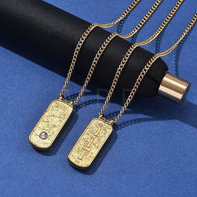 304 Stainless Steel Rectangle Number Pendant Necklaces NJEW-D300-01G-01-1