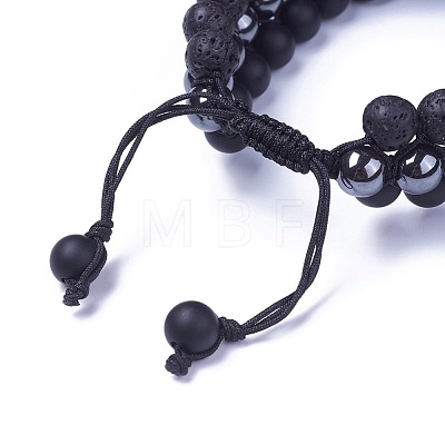 Adjustable Non-Magnetic Synthetic Hematite Braided Bead Bracelets BJEW-I273-E02-1
