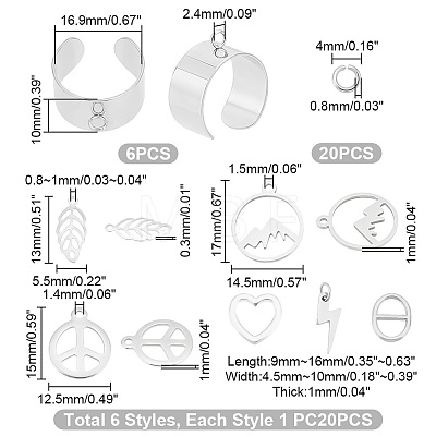 Unicraftale DIY Charm Cuff Ring Making Kit DIY-UN0003-69-1
