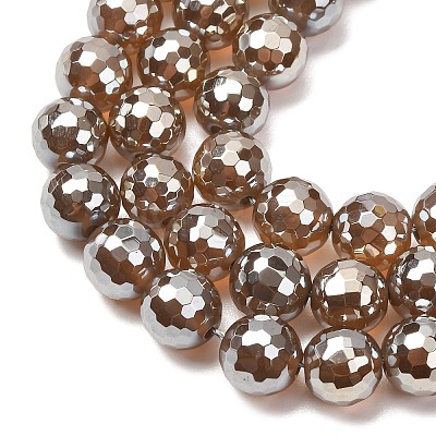 Electroplated Natural Agate Beads Strands G-B191-A07-10mm-17-1