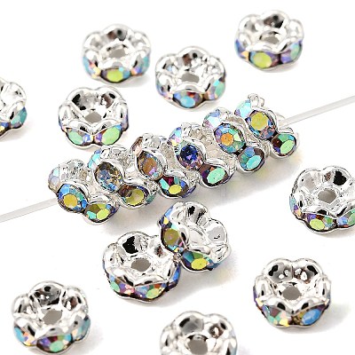 Brass Rhinestone Spacer Beads RB-A014-L6mm-28S-NF-1