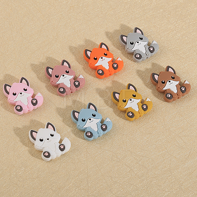 CHGCRAFT 16Pcs 8 Colors Fox Food Grade Eco-Friendly Silicone Beads SIL-CA0003-08-1
