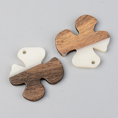 Opaque Resin & Walnut Wood Pendants RESI-S389-052B-C04-1